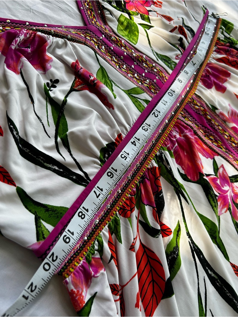 INC International Concepts Pink and Multicolor Floral Embellished VNeck Dress 1X - Picture 9 of 16